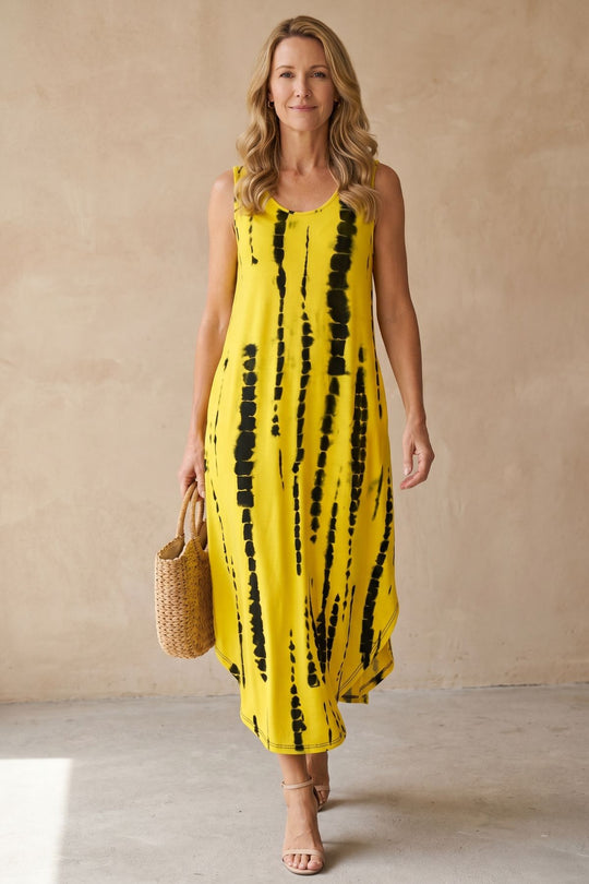 Plus Size Sleeveless Tie Dye Striped Summer Boho Dress