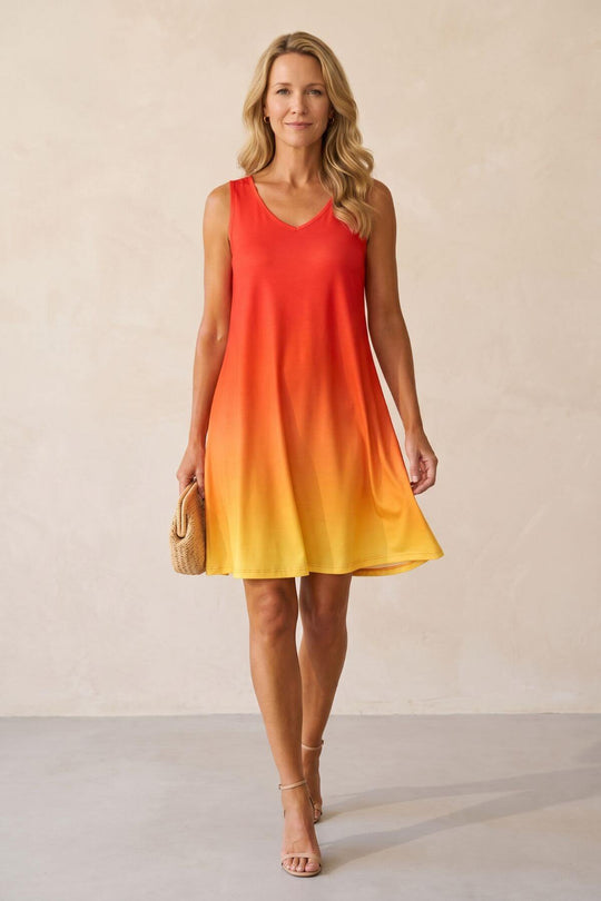 Plus Size V-Neck Ombre Sleeveless Boho Summer Dress