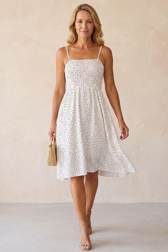 Polka Dot Square Neck Midi Dress