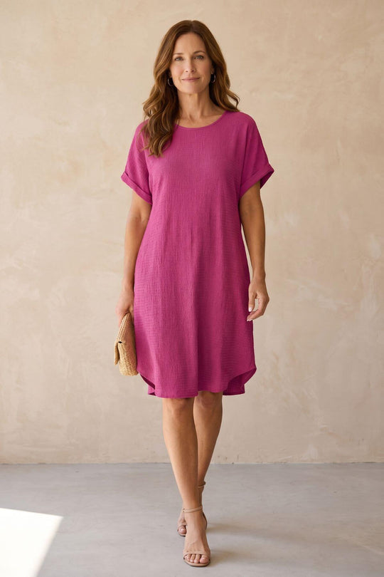 Relaxed Short Sleeve Boho Dress - Plus Size