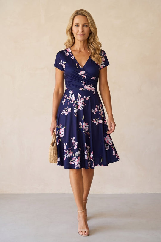 Retro V-Neck Floral Fit and Flare