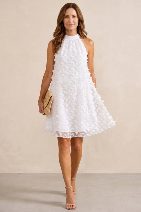 Sleeveless High Neck Mesh Overlay Bohemian Dress