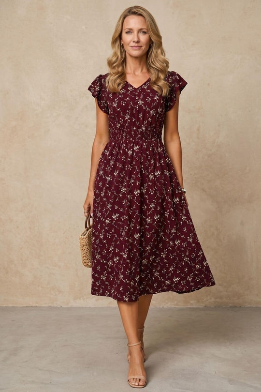 Smocked Waist Ditsy Floral Summer Dress