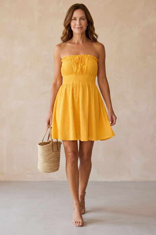 Summer Bandeau Tie Front A-Line Dress
