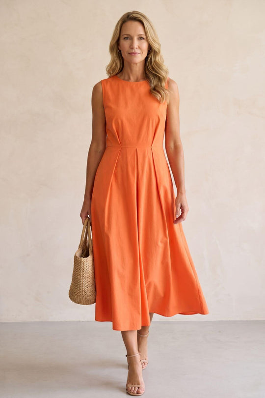 Summer Sleeveless Wide Waist Pocket Dress