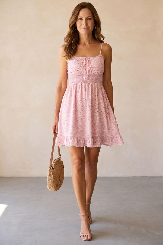 Tie-Front Ruffle Hem Floral Mini Dress