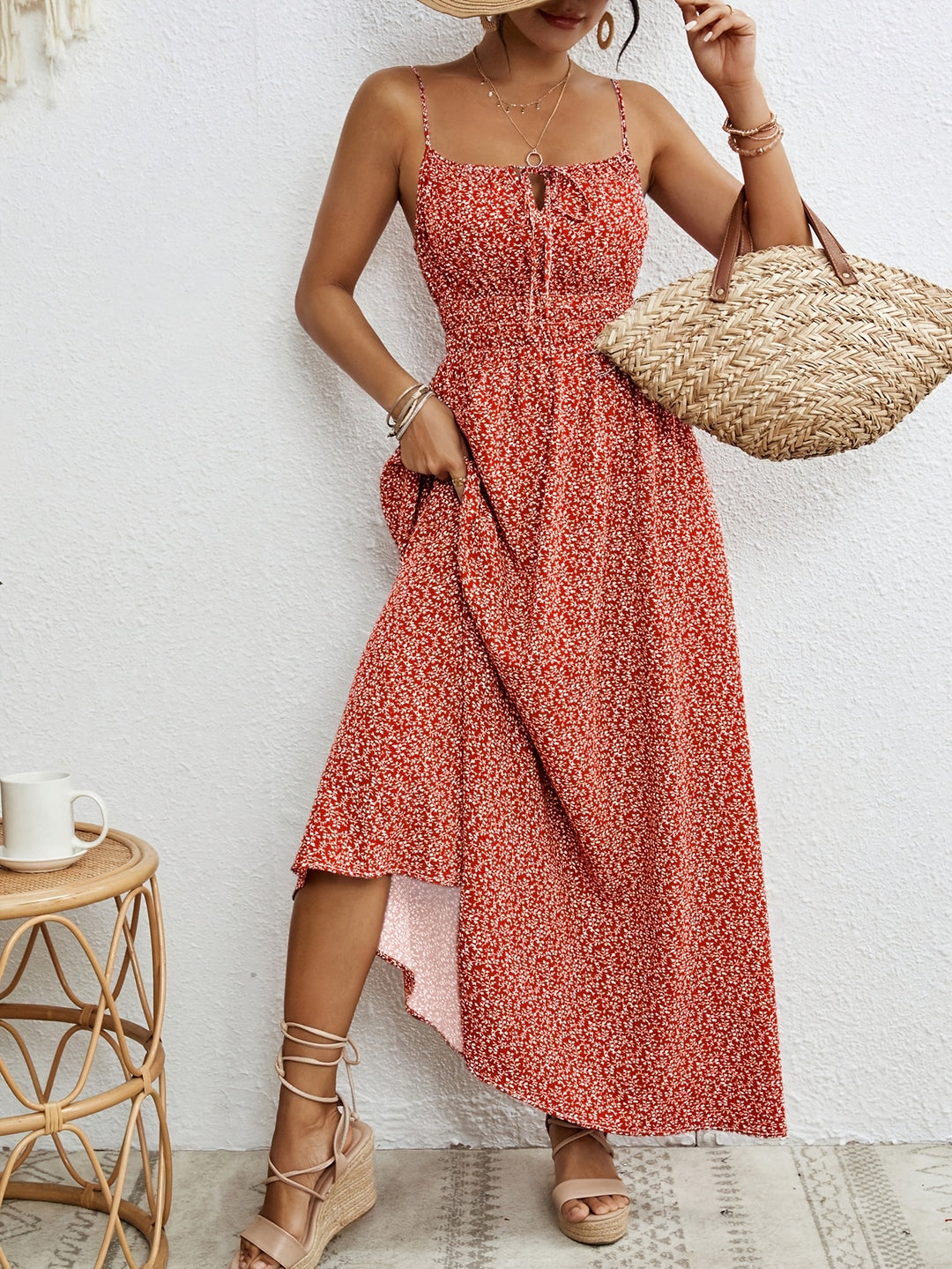Casual Flowy Ditsy Floral Sleeveless Boho Dress