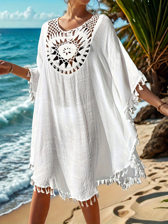 Bohemian Crochet Tassel Beach Cover Up
