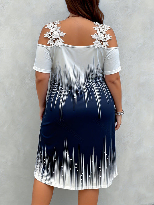 Casual Gradient Cold Shoulder Mini Dress