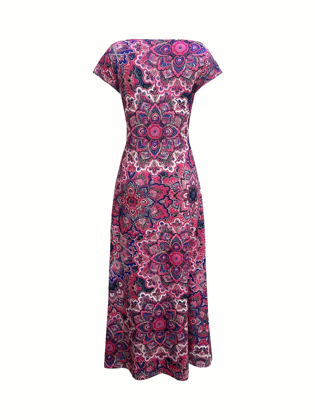 Casual V-Neck Kaleidoscopic Pattern Long Dress