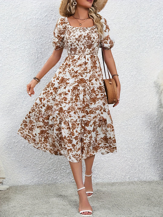 Floral Print A-line Dress