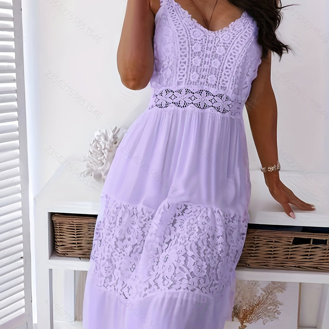 Summer Bohemian Sleeveless Spaghetti Strap Lace Dress