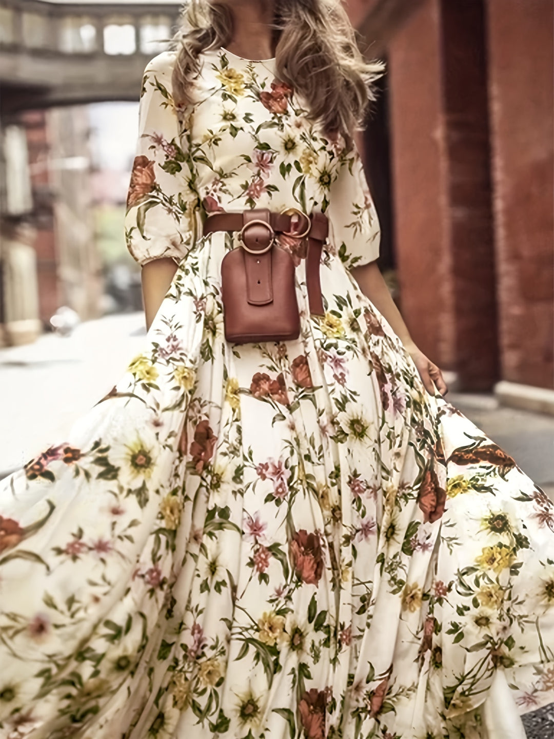 Romantic Puff Sleeve Floral Maxi Dress