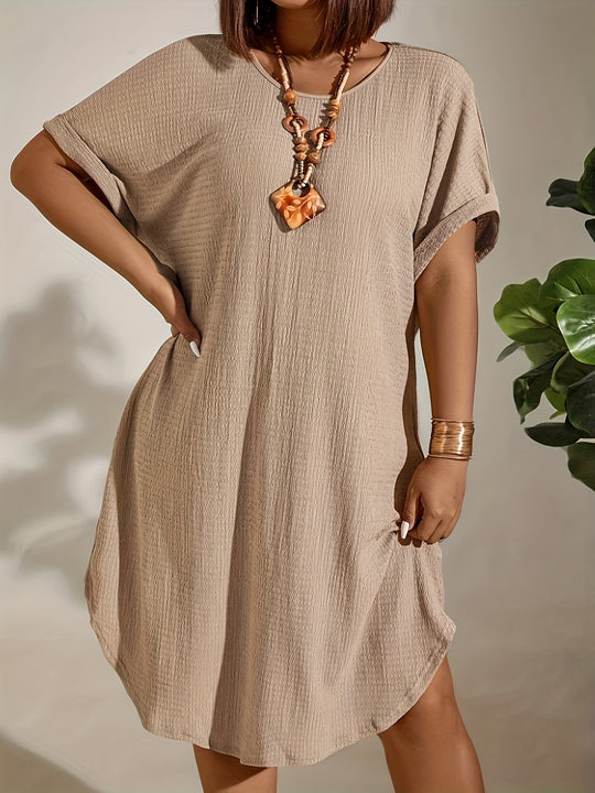 Relaxed Short Sleeve Boho Dress - Plus Size