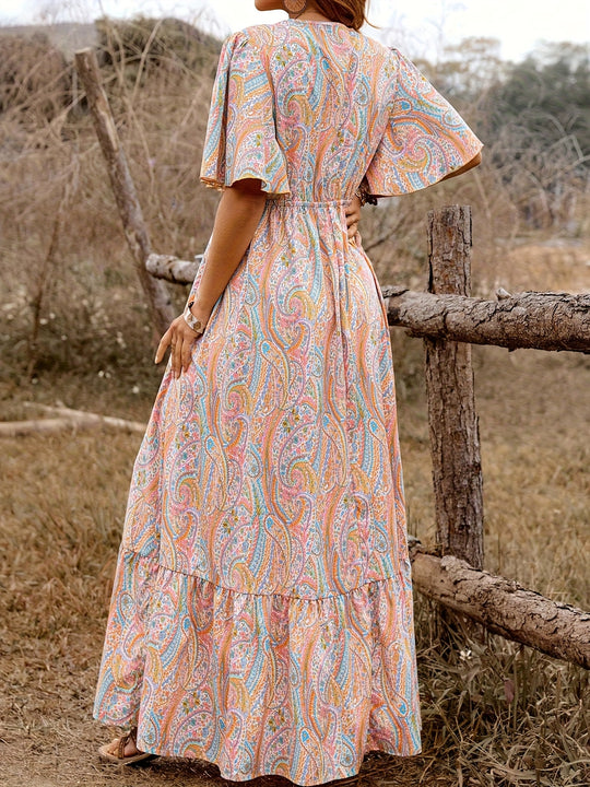 Flowy Deep V Empire Waist Summer Maxi Dress