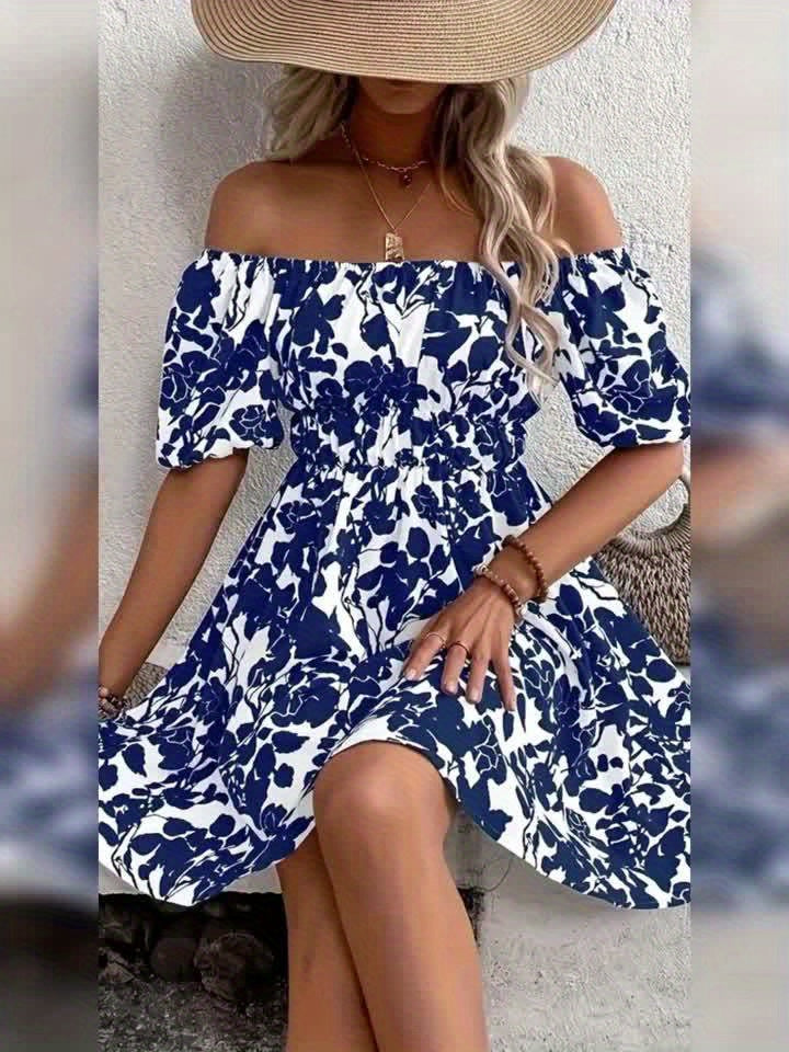 Floral Print Off-Shoulder A-Line Mini Dress
