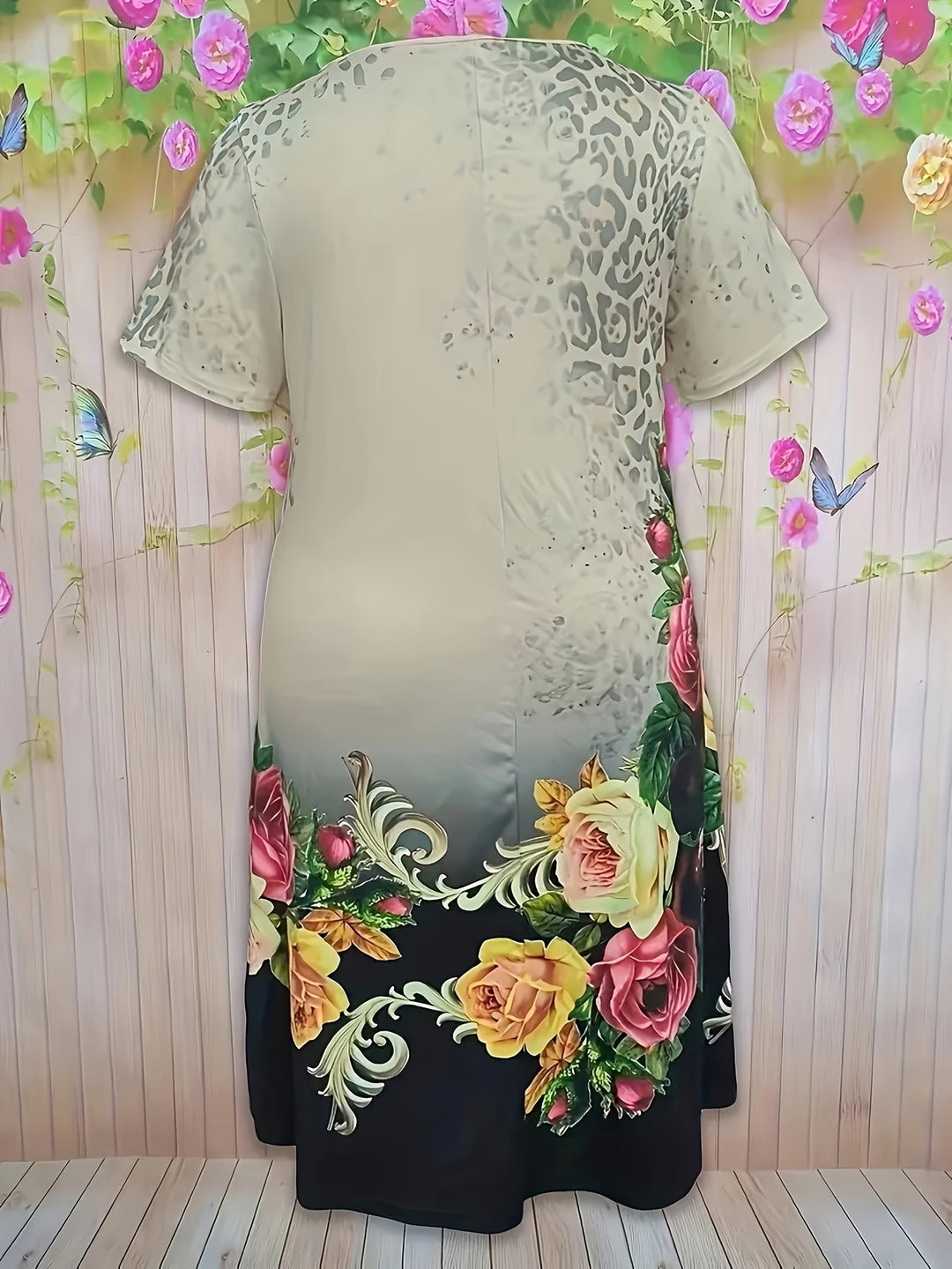 Baroque Floral and Geometric Print Boho Dress