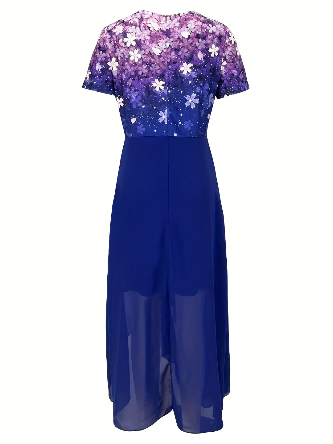 Elegant V-Neck Floral Bodice Maxi Dress