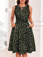 Casual Keyhole Neck Midi Dress