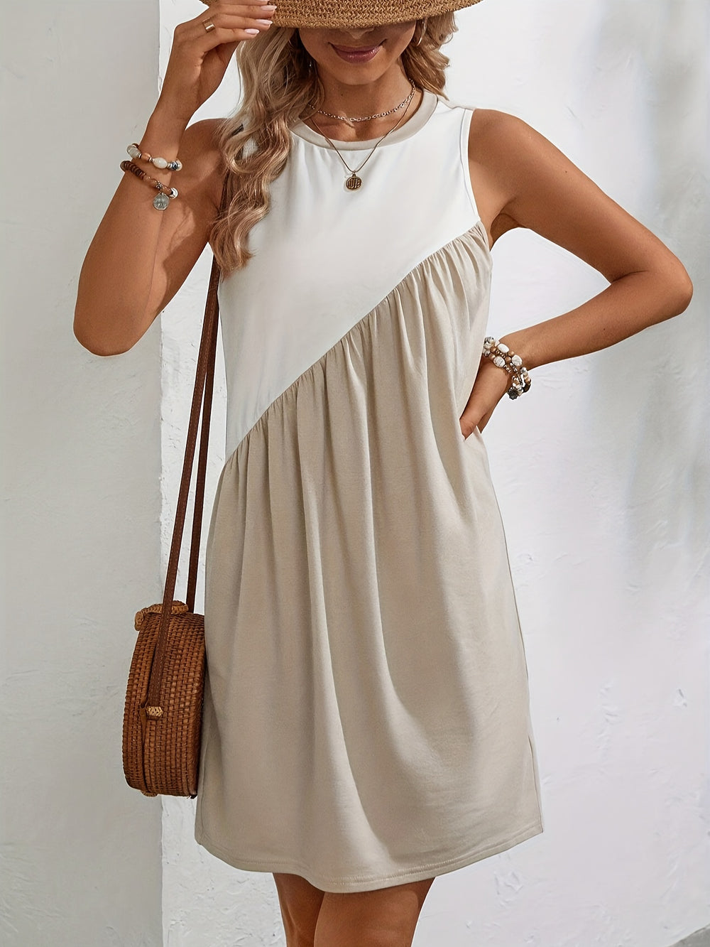 Modern Color Block Shift Mini Dress