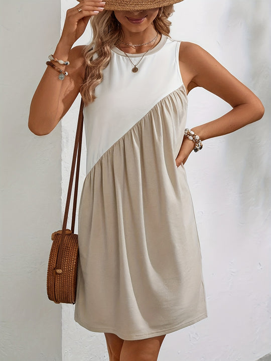 Modern Color Block Shift Mini Dress
