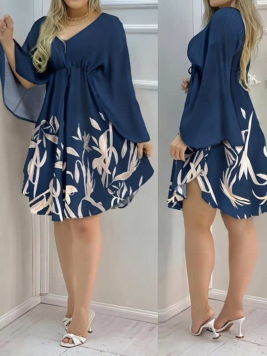 Elegant Cape Sleeve Flowy Mini Dress