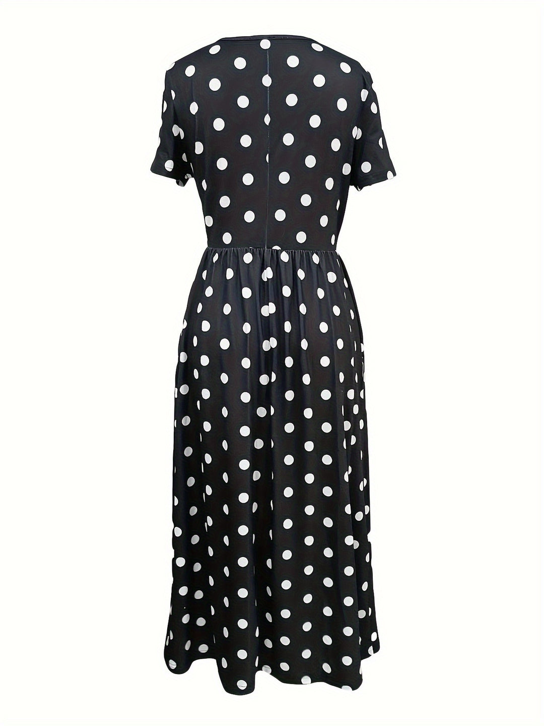 Casual Polka Dot Pocket Midi Dress