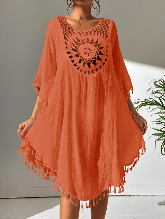 Bohemian Crochet Tassel Beach Cover Up