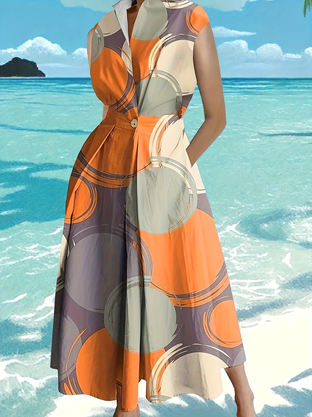 Summer Sleeveless Wide Waist Pocket Dress