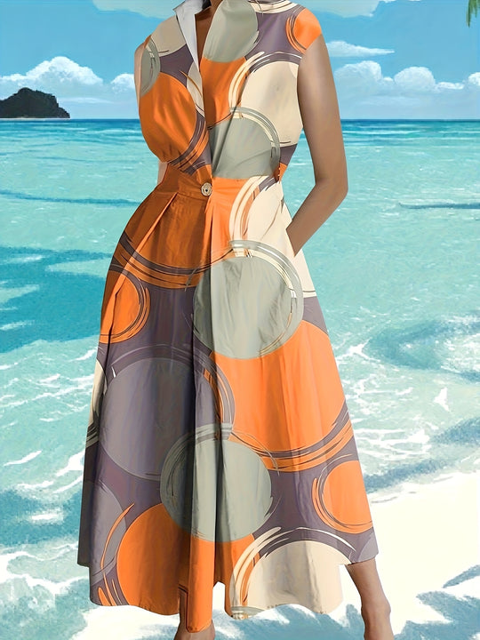 Summer Sleeveless Wide Waist Pocket Dress
