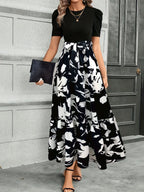Puff Sleeve Floral Tie Waist Maxi Dress