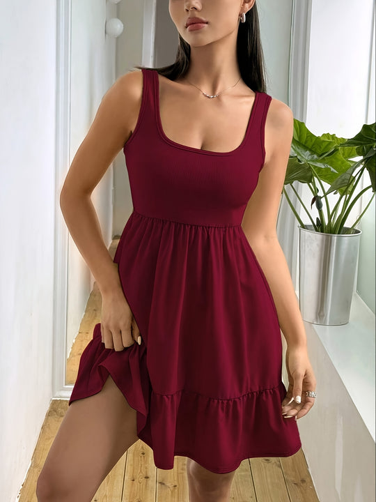 Sleeveless Scoop Neck Tiered Summer Dress