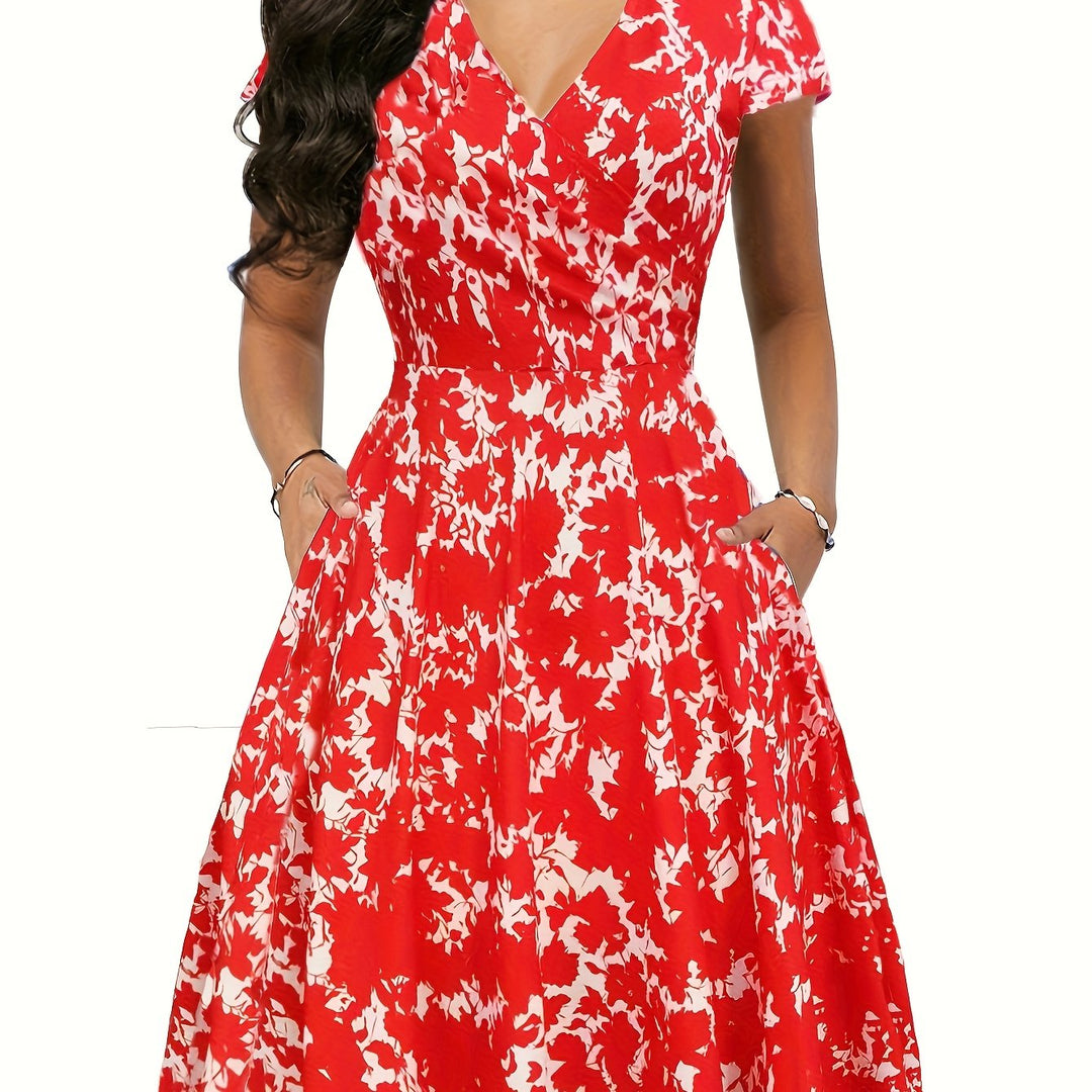 Retro V-Neck Floral Fit and Flare
