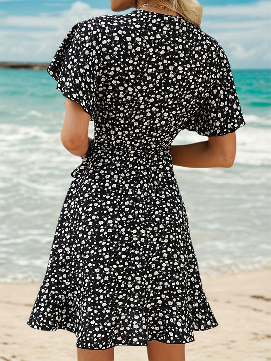 Casual Beach Flutter Sleeve Mini Dress