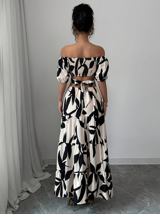 Off-the-Shoulder Cutout Tiered Maxi Dress