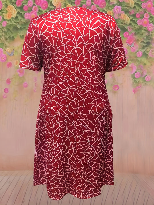 Casual Short Sleeve Floral Pocket Dress