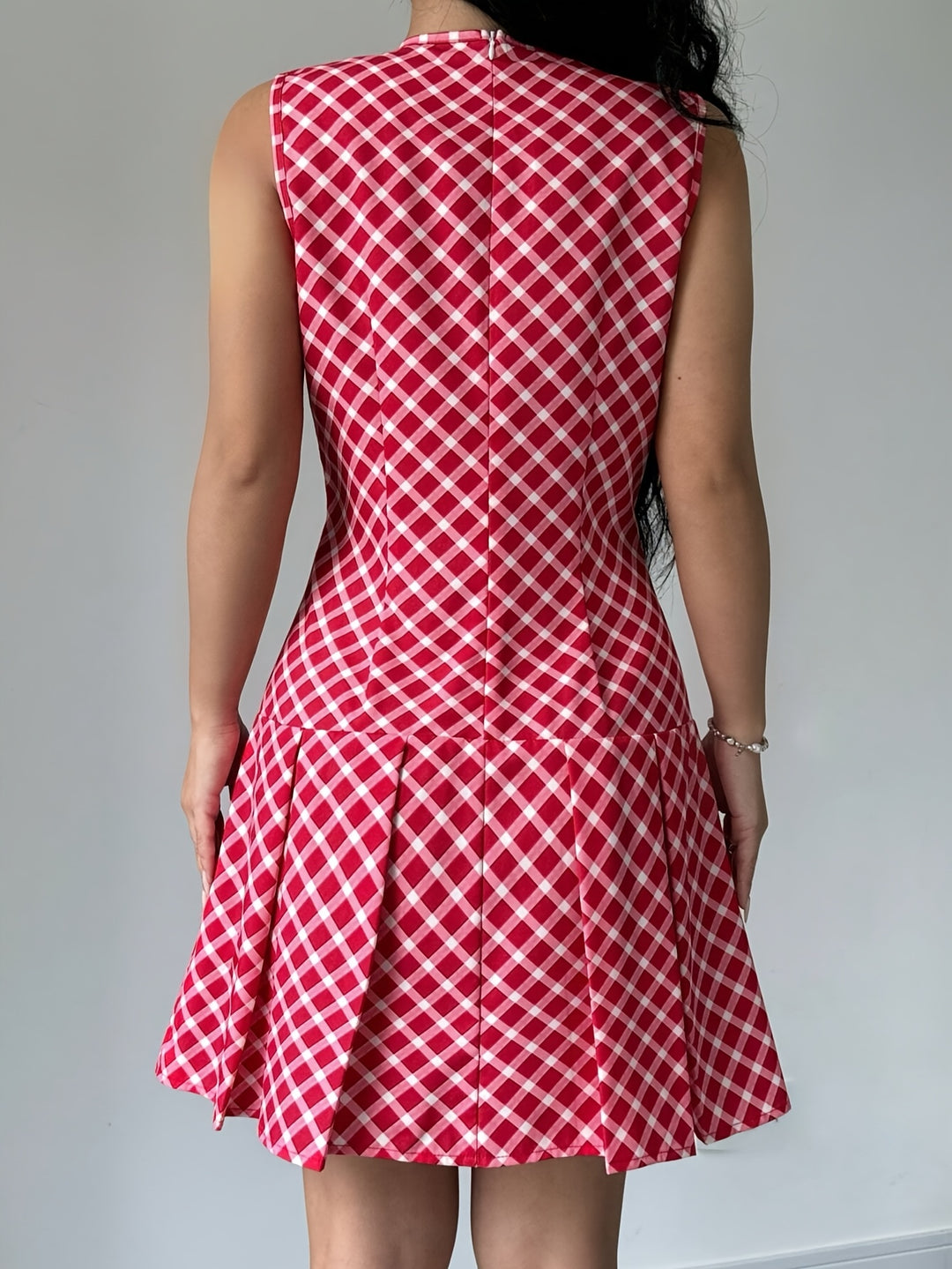Casual Plaid Drop Waist Mini Dress