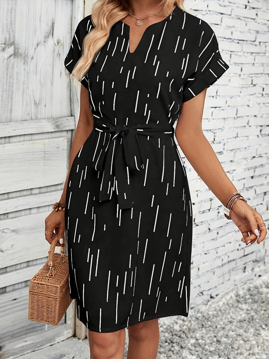 Floral Design Tie Strap Casual Dress