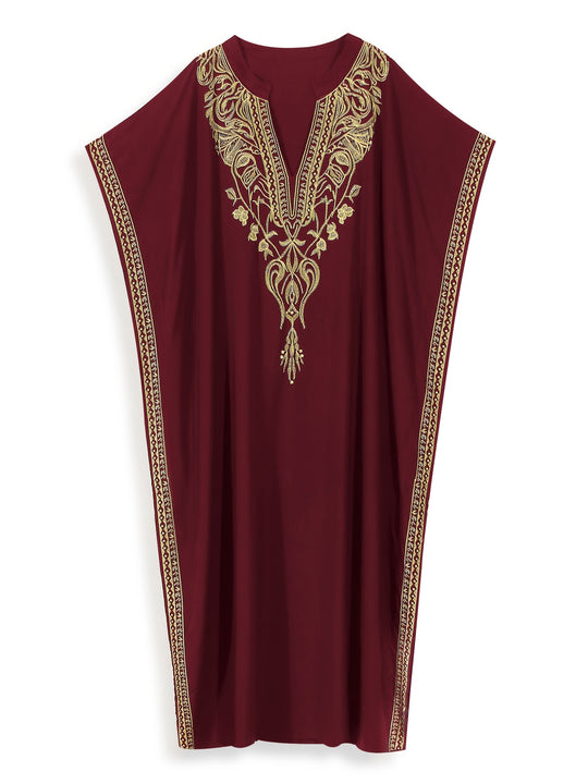 Boho Split Hem Embroidered Kaftan Dress