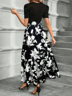 Puff Sleeve Floral Tie Waist Maxi Dress