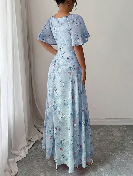 Elegant Sweetheart Neck Floral Maxi Dress