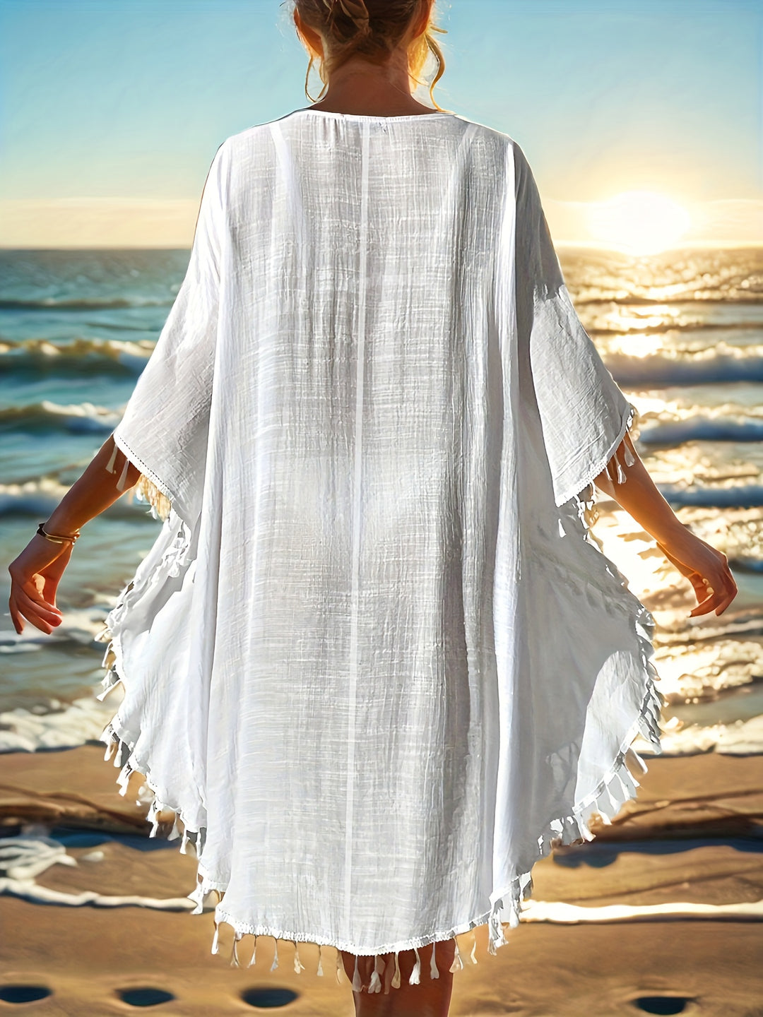Bohemian Crochet Tassel Beach Cover Up