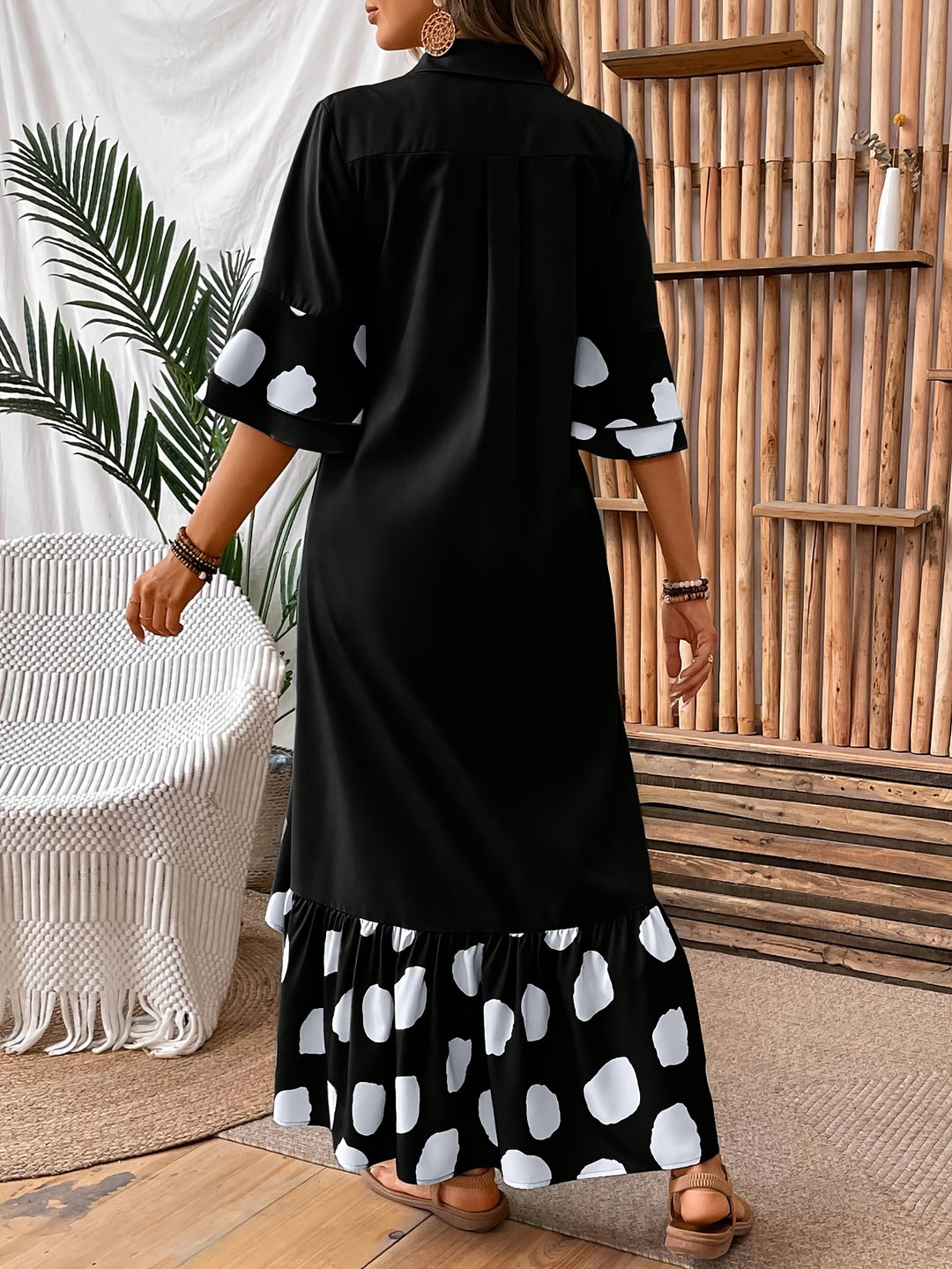 Flowy Collared Button Down Shirt Dress