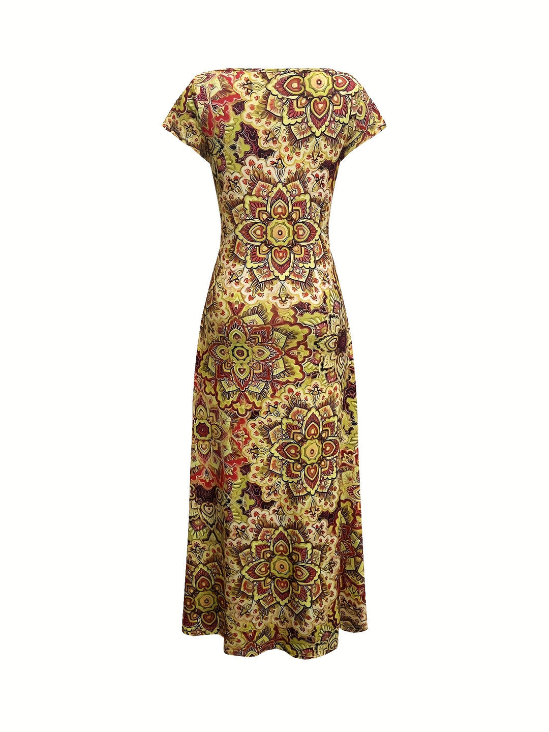 Casual V-Neck Kaleidoscopic Pattern Long Dress