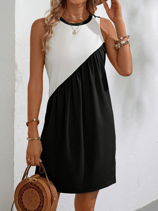 Modern Color Block Shift Mini Dress