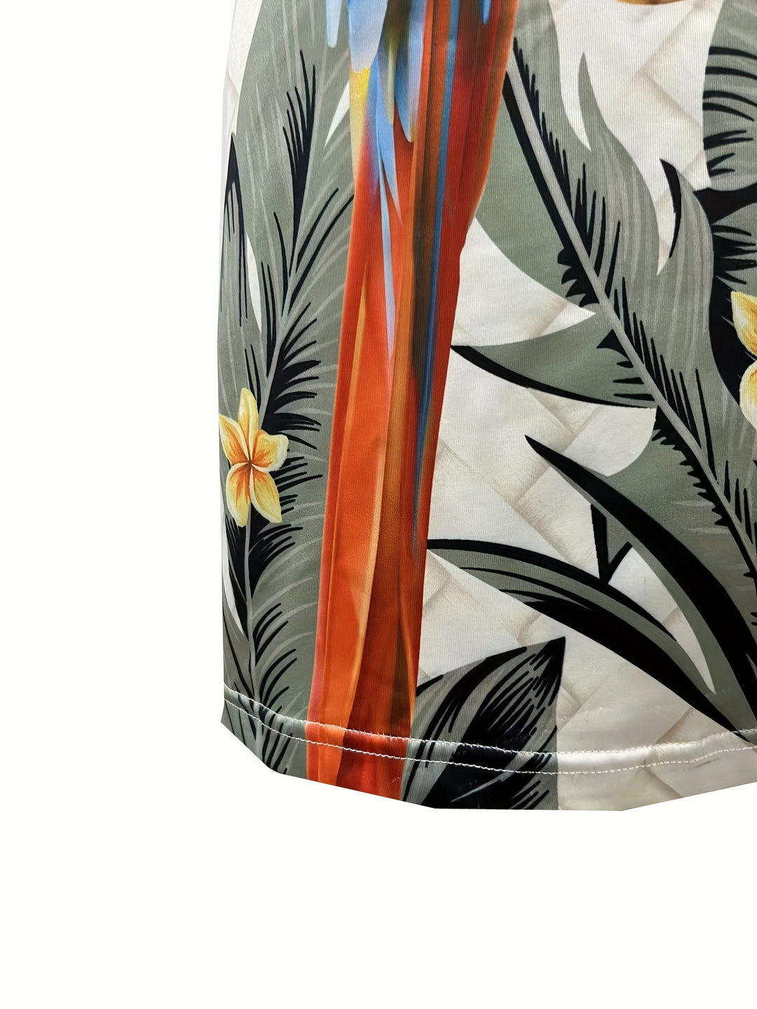 Off-Shoulder Tropical Parrot Shift Mini Dress