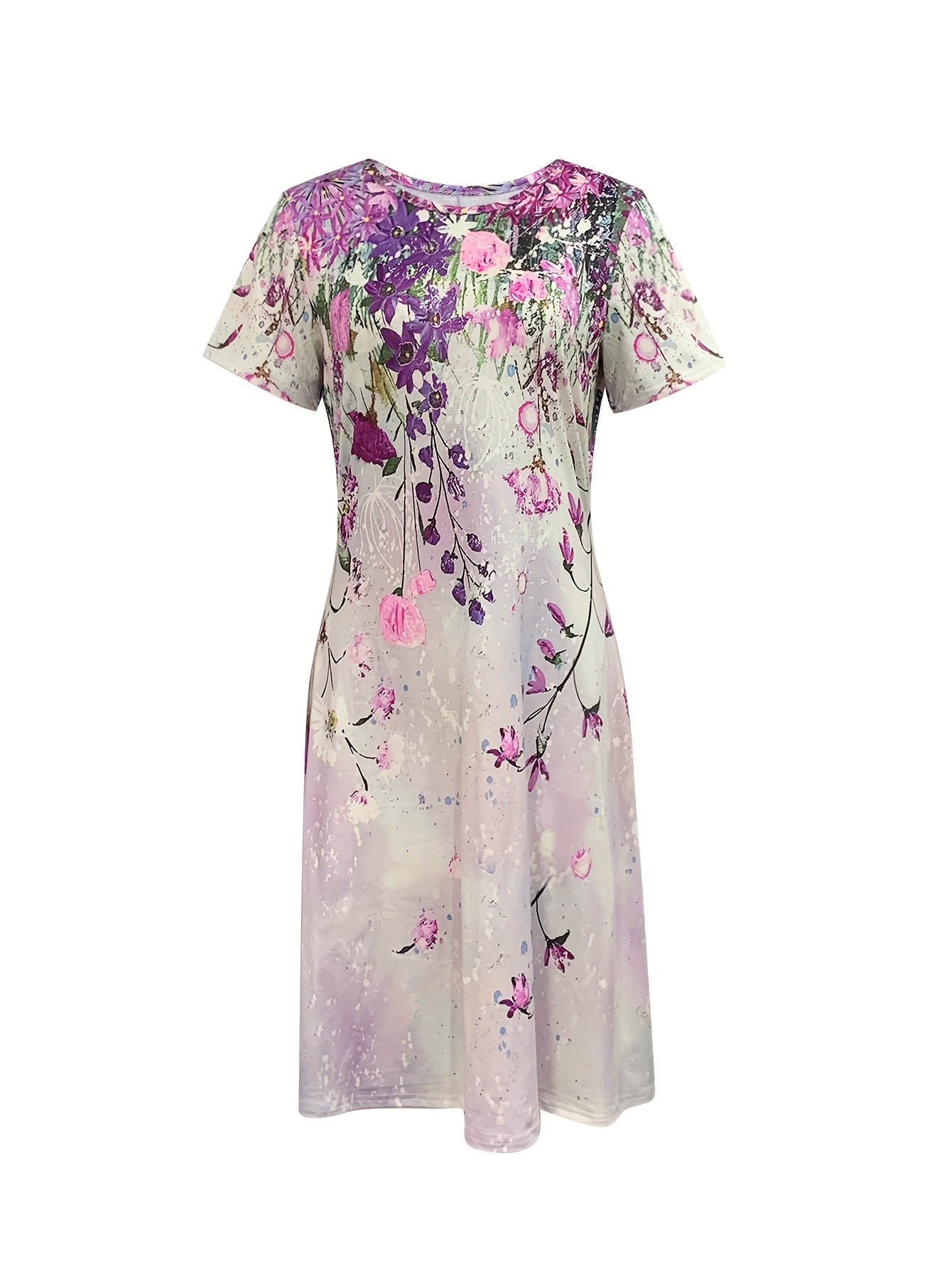 Bohemian Wildflower Print Short Sleeve Dress