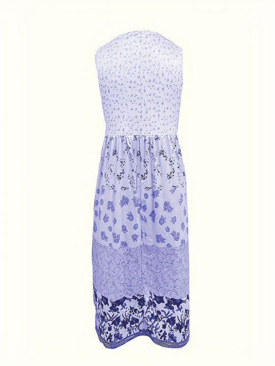 Summer Scoop Neck Tiered Floral Dress