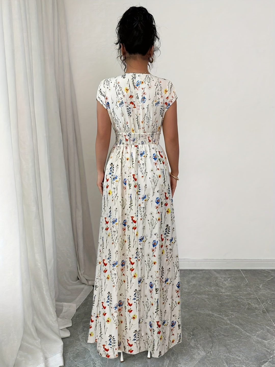 Floral Wrap Bodice Summer Maxi Dress