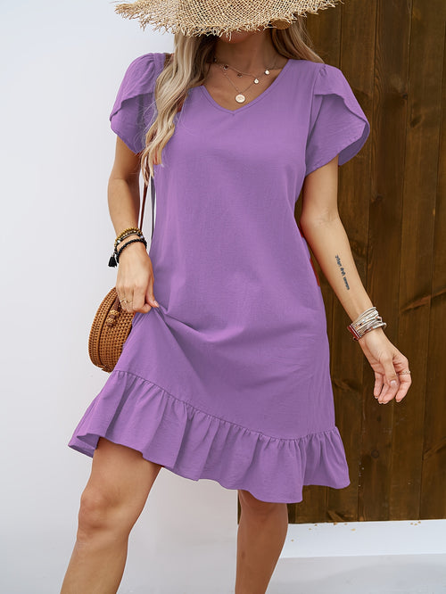 Bohemian Flutter Sleeve Tiered Mini Dress